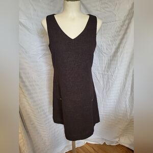 NEW Pure Career Elegant Brown V-Neck Midi Dress, Size Large